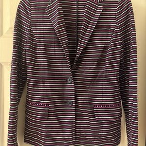Talbots Black and White Striped Blazer